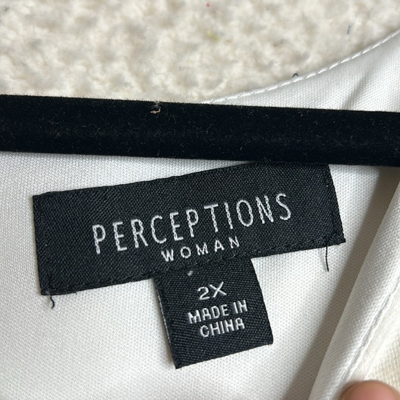 Perceptions Womens White Black Colorblock Sleeveless Sheath Dress PLUS 2X - Picture 4 of 9